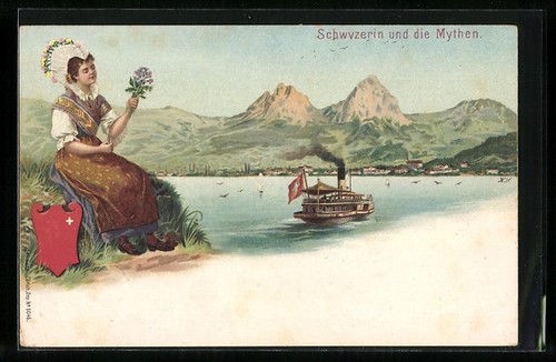 Lithograph swiss woman in - lithograph,